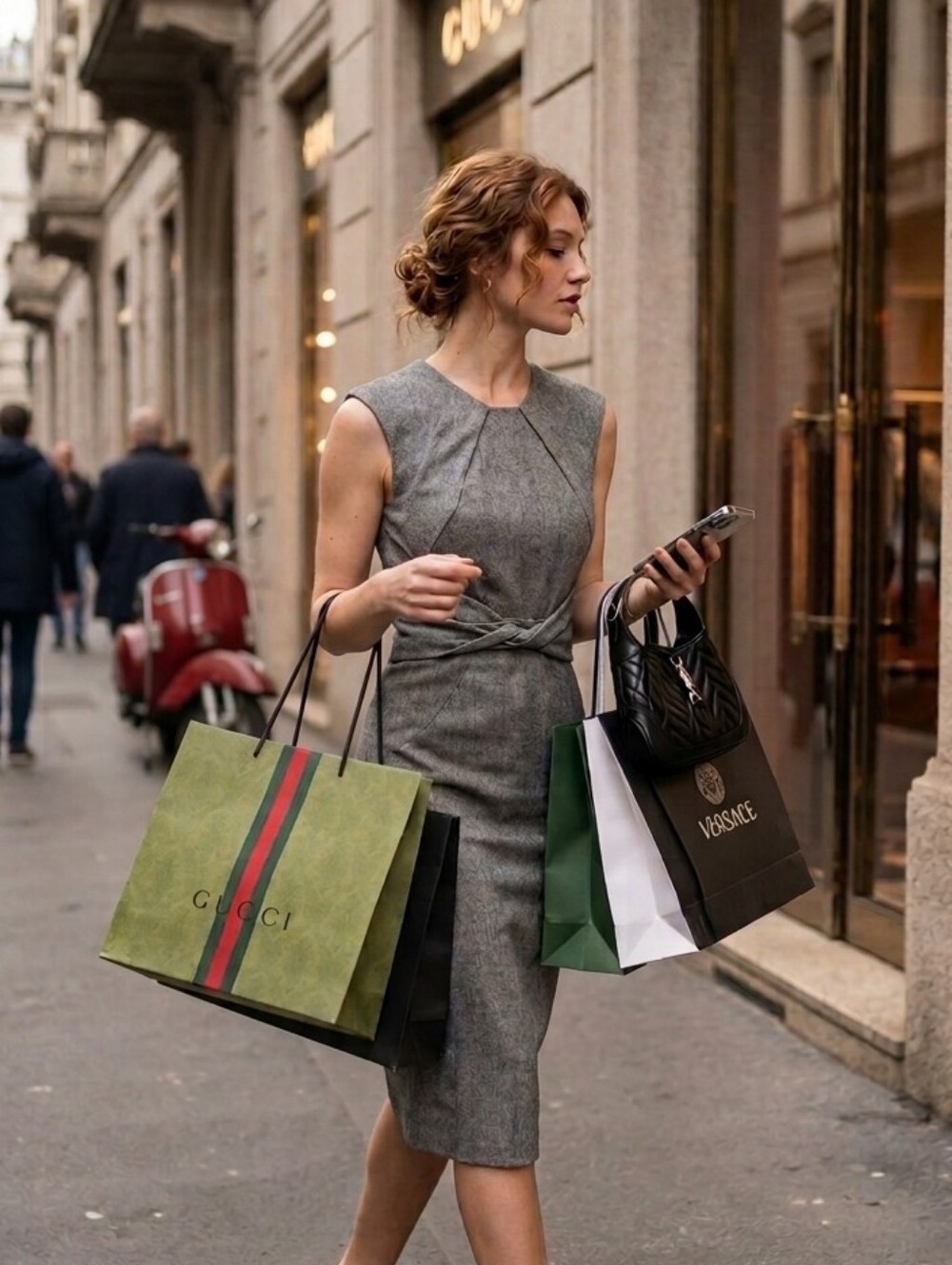 Gucci Gray Sleeveless Midi Dress 40